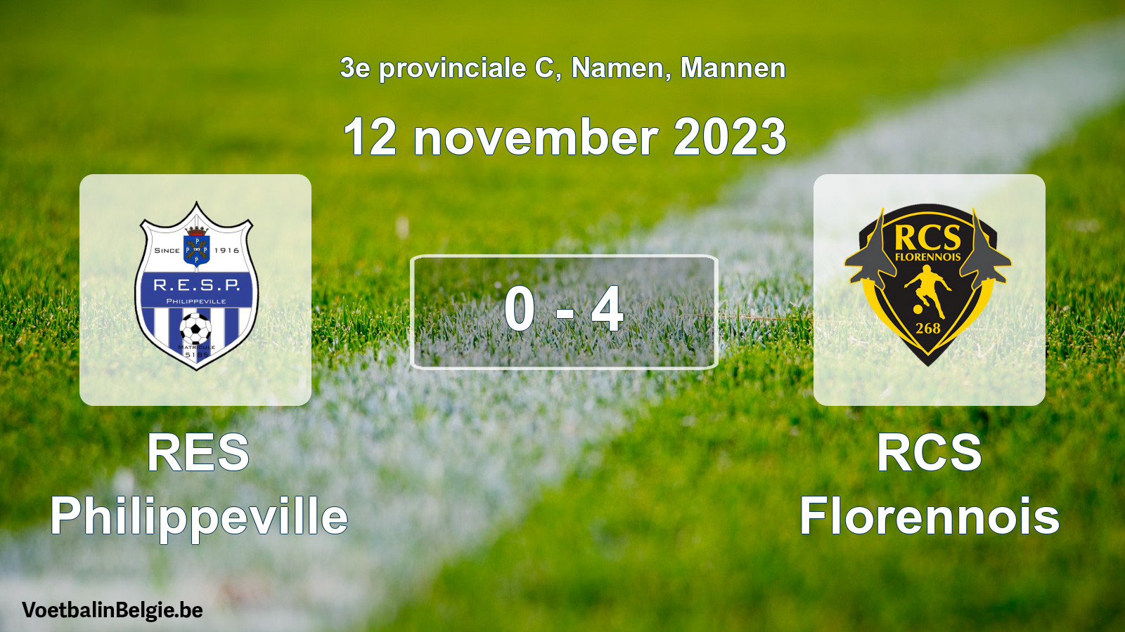 Gespeelde wedstrijd mannenvoetbal: RES Philippeville - RCS Florennois 0 - 4 (12 november 2023)