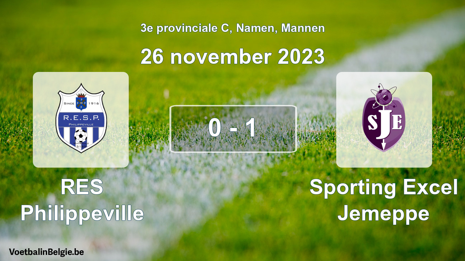 Gespeelde wedstrijd mannenvoetbal: RES Philippeville - Sporting Excel Jemeppe 0 - 1 (26 november 2023)