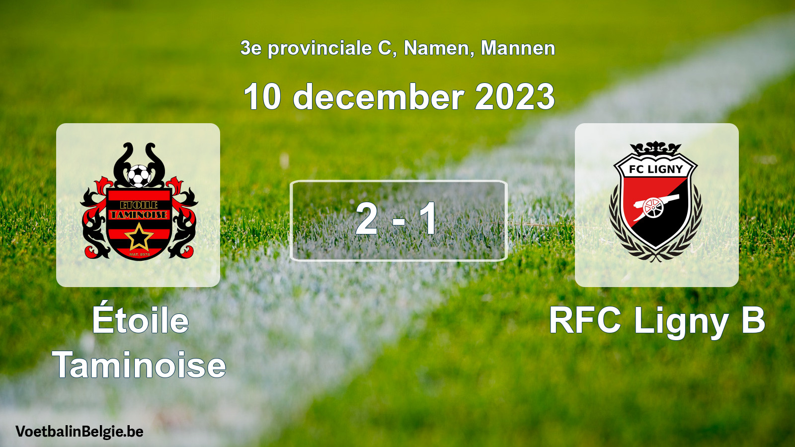 Gespeelde wedstrijd mannenvoetbal: Étoile Taminoise - RFC Ligny B 2 - 1 (10 december 2023)