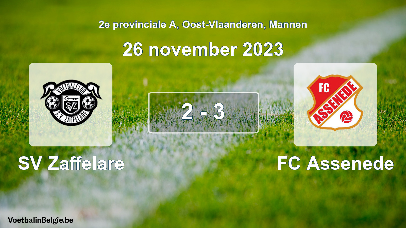 Match joué football hommes: SV Zaffelare - FC Assenede 2 - 3 (26 novembre 2023)