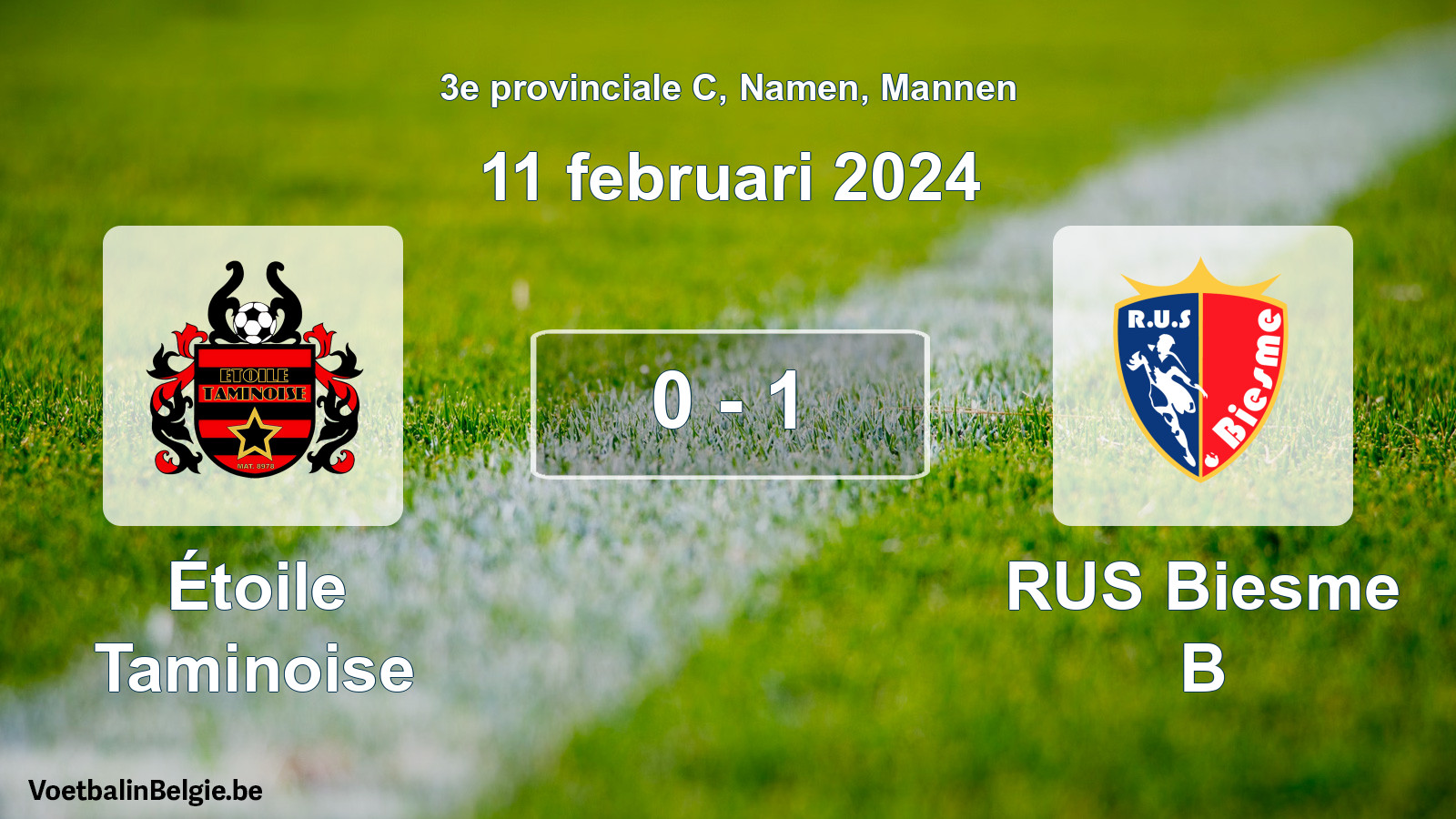 Gespeelde wedstrijd mannenvoetbal: Étoile Taminoise - RUS Biesme B 0 - 1 (11 februari 2024)