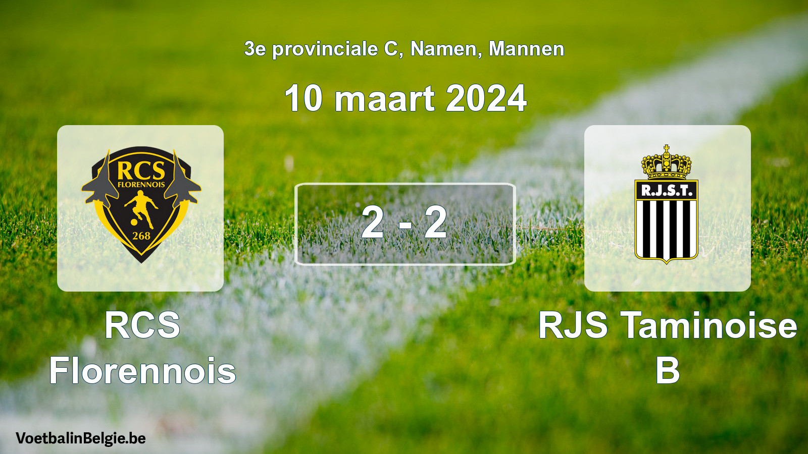 Gespeelde wedstrijd mannenvoetbal: RCS Florennois - RJS Taminoise B 2 - 2 (10 maart 2024)