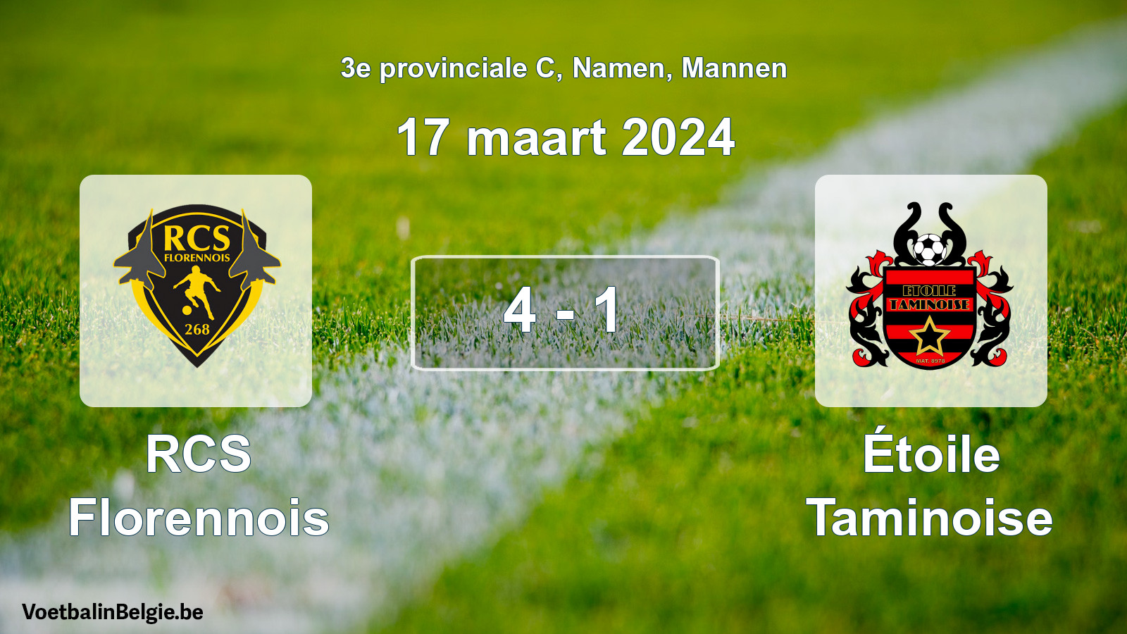 Gespeelde wedstrijd mannenvoetbal: RCS Florennois - Étoile Taminoise 4 - 1 (17 maart 2024)