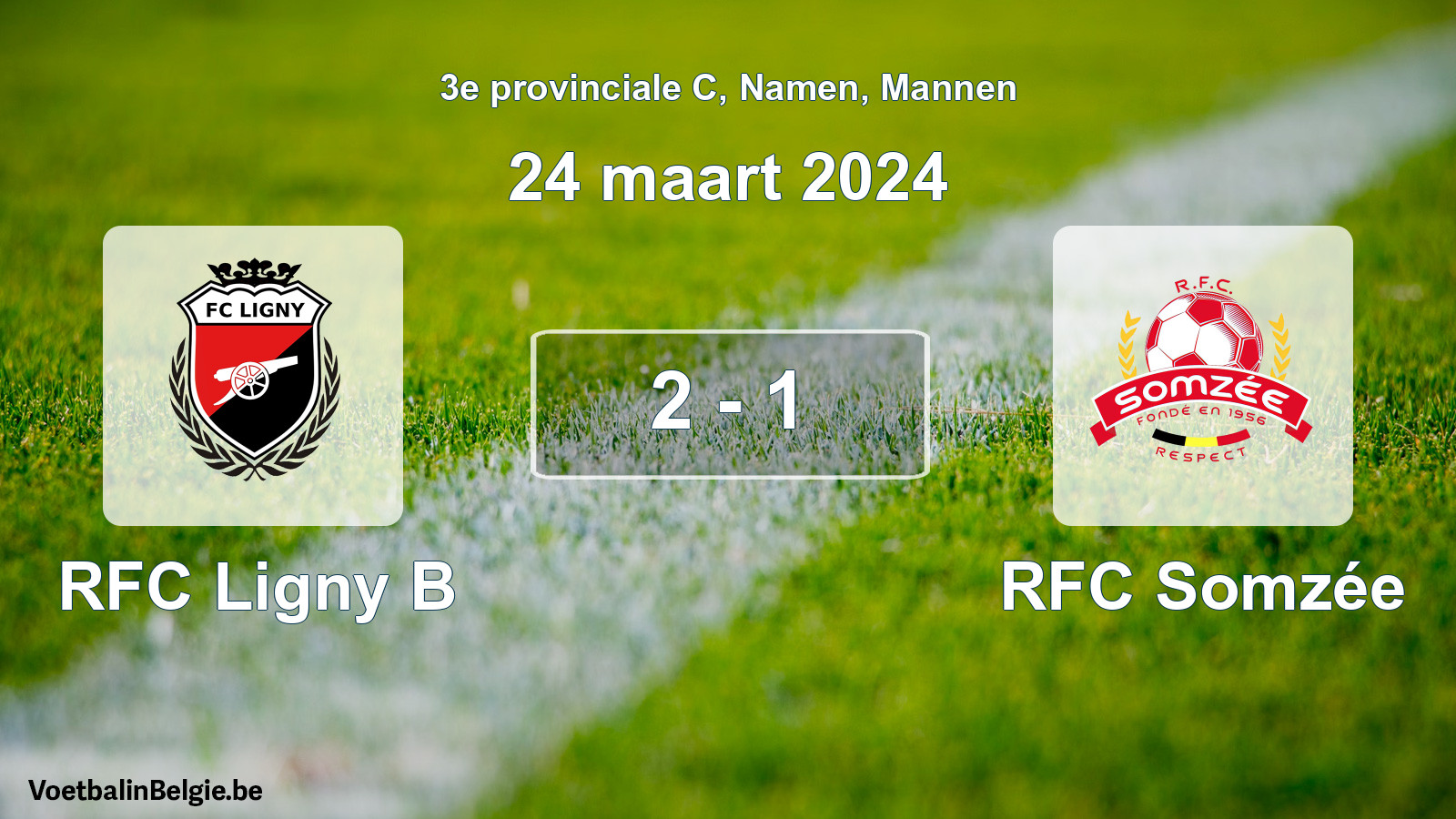 Gespeelde wedstrijd mannenvoetbal: RFC Ligny B - RFC Somzée 2 - 1 (24 maart 2024)