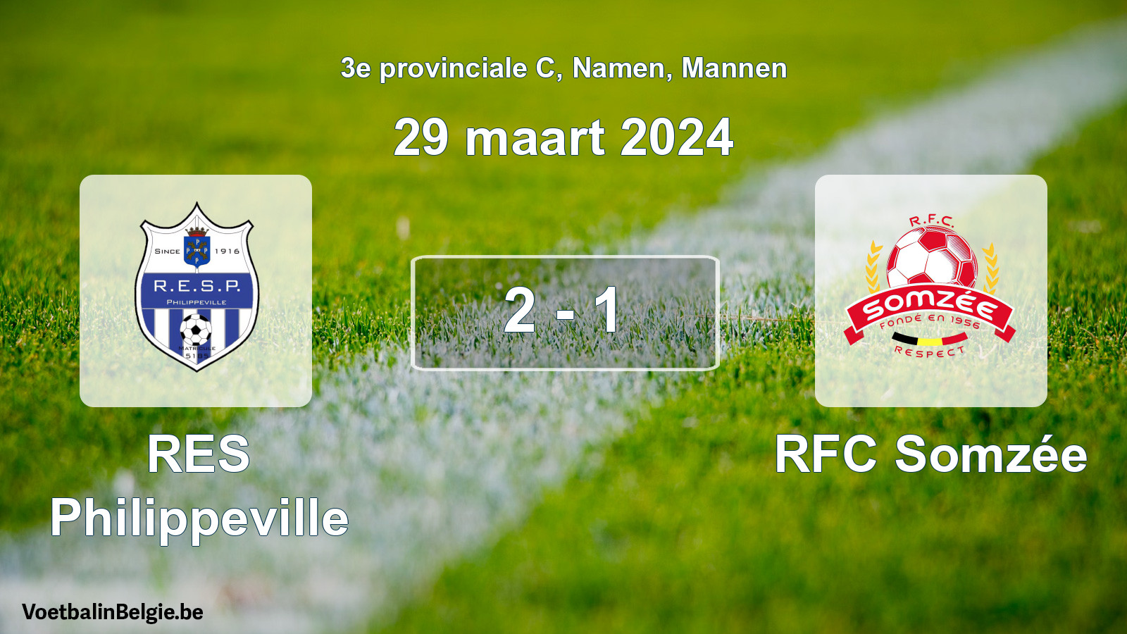 Gespeelde wedstrijd mannenvoetbal: RES Philippeville - RFC Somzée 2 - 1 (29 maart 2024)