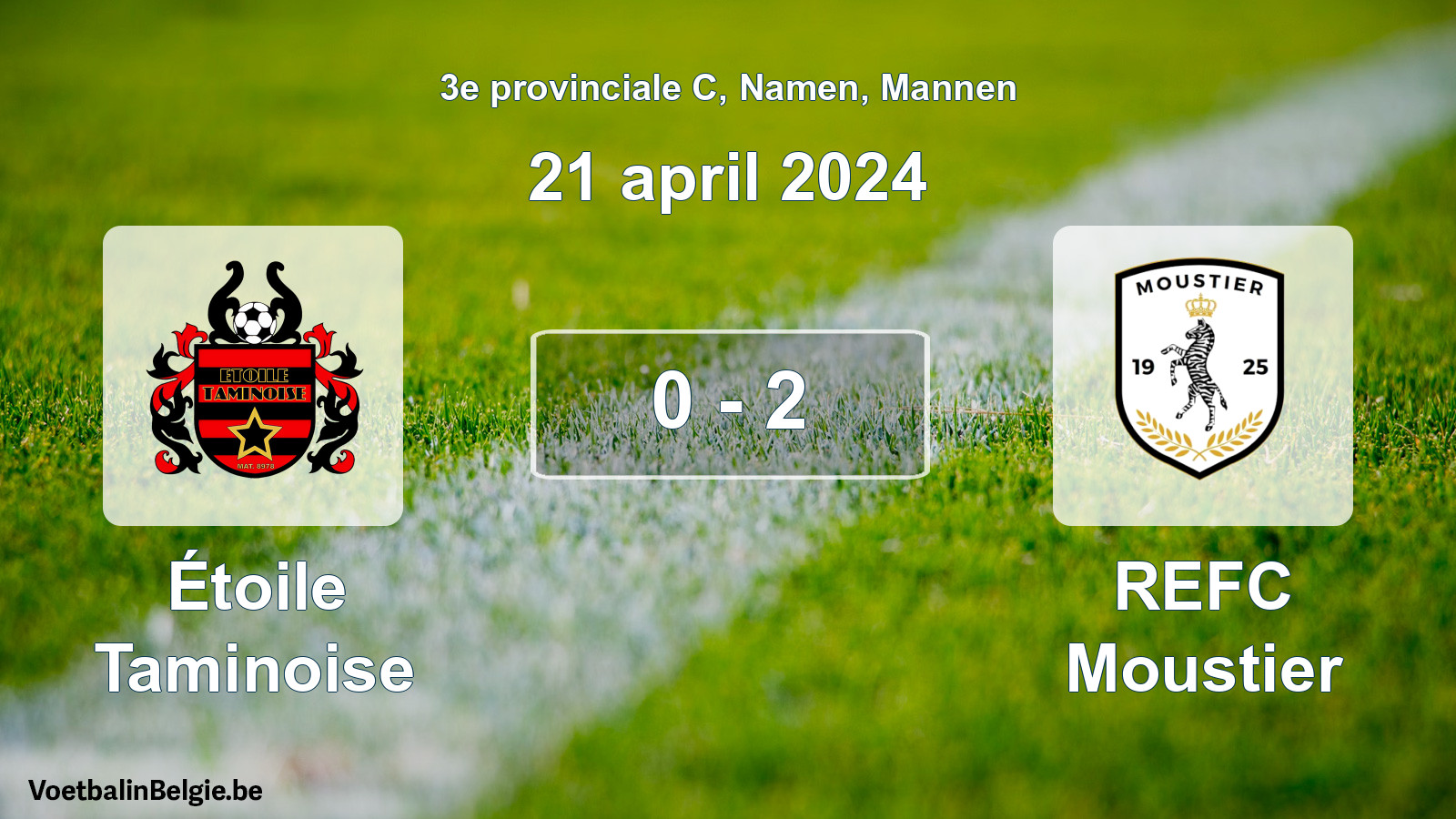 Gespeelde wedstrijd mannenvoetbal: Étoile Taminoise - REFC Moustier 0 - 2 (21 april 2024)