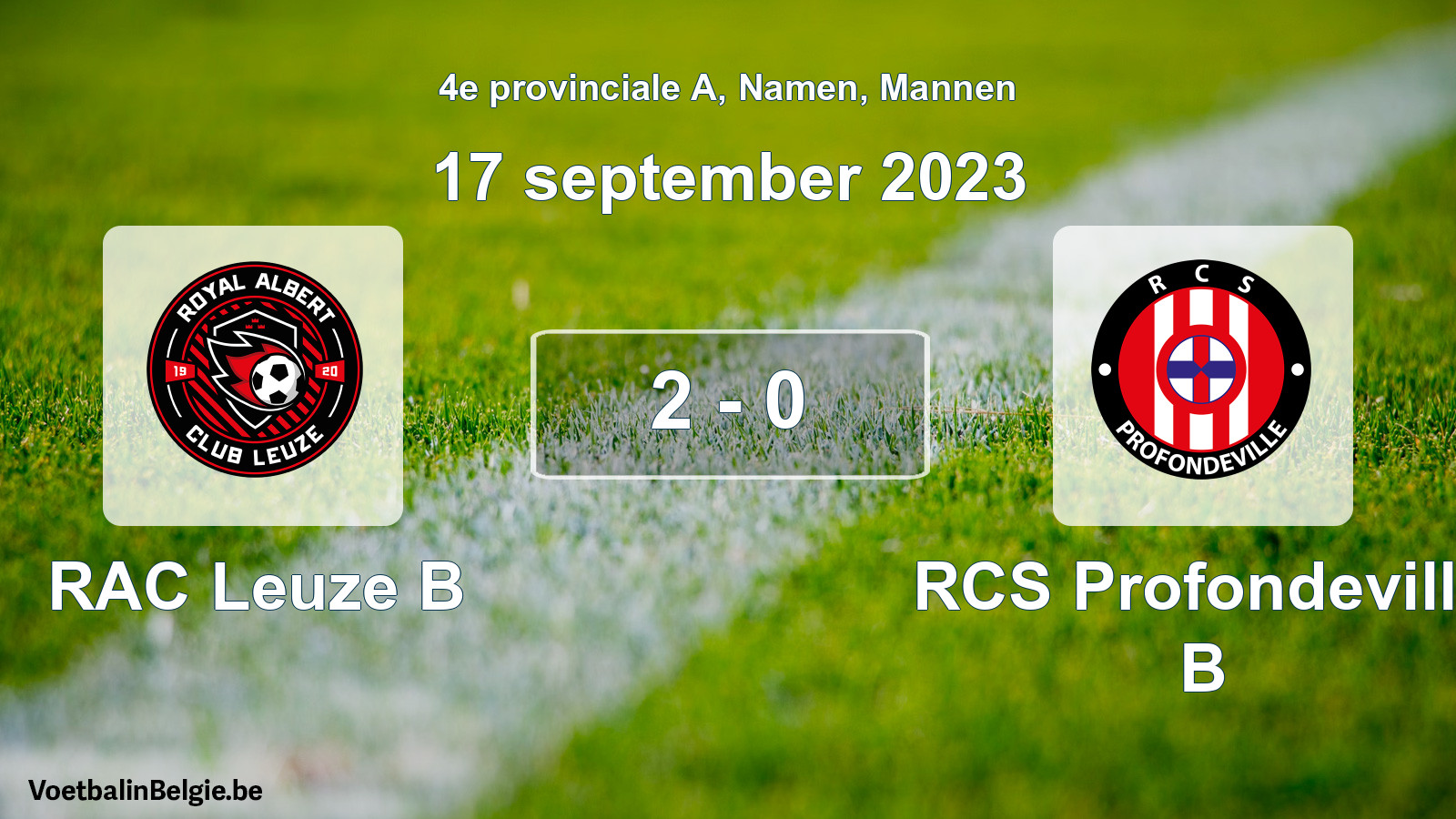 Played match men football: RAC Leuze B - RCS Profondeville B 2 - 0 (17 September 2023)