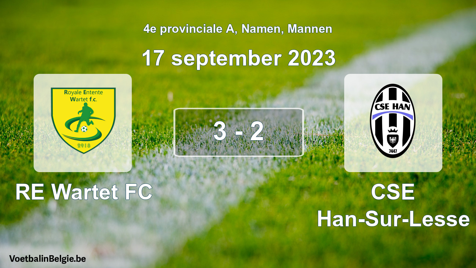 Gespeelde wedstrijd mannenvoetbal: RE Wartet FC - CSE Han-Sur-Lesse 3 - 2 (17 september 2023)