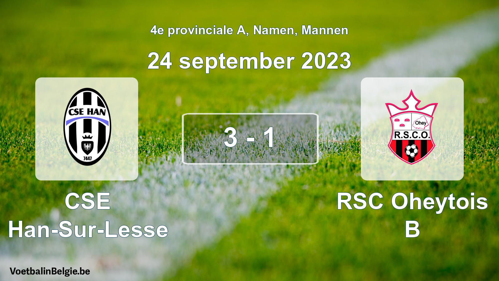 Match joué football hommes: CSE Han-Sur-Lesse - RSC Oheytois B 3 - 1 (24 septembre 2023)
