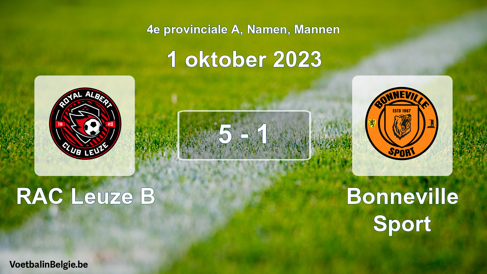 Gespeelde wedstrijd mannenvoetbal: RAC Leuze B - Bonneville Sport 5 - 1 (1 oktober 2023)