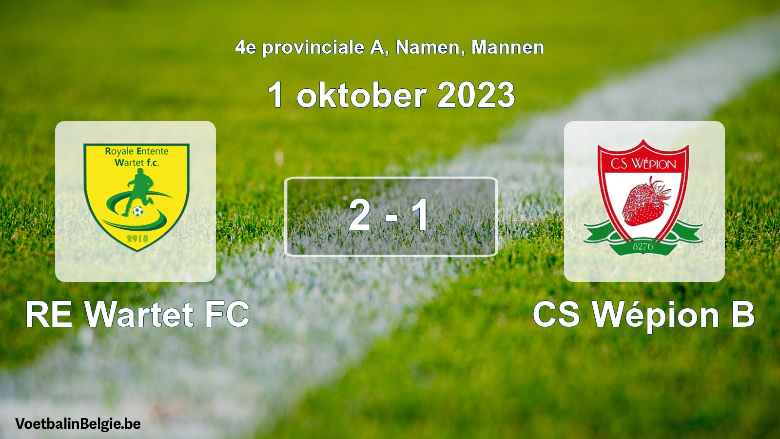 Gespeelde wedstrijd mannenvoetbal: RE Wartet FC - CS Wépion B 2 - 1 (1 oktober 2023)