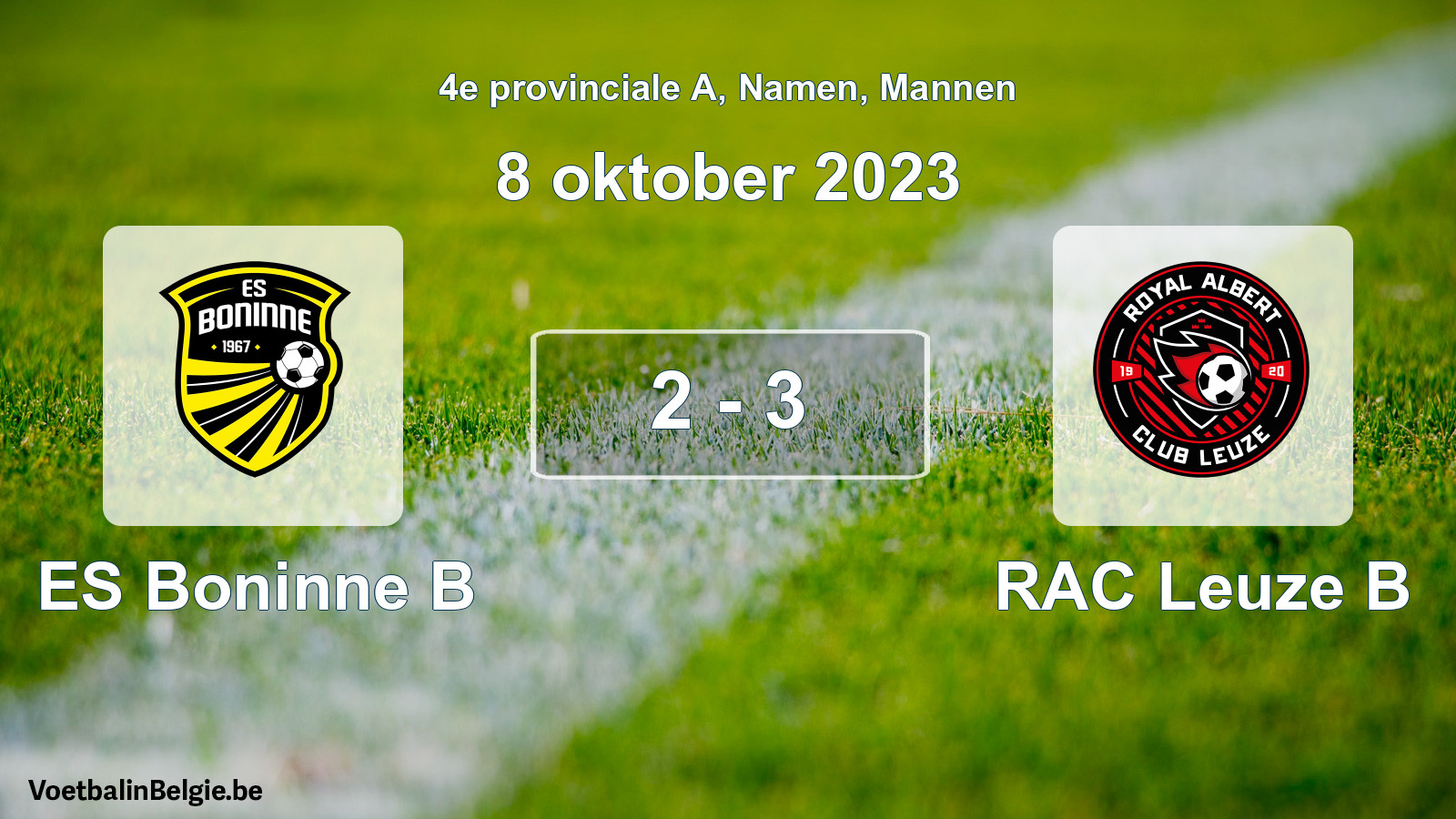 Gespeelde wedstrijd mannenvoetbal: ES Boninne B - RAC Leuze B 2 - 3 (8 oktober 2023)