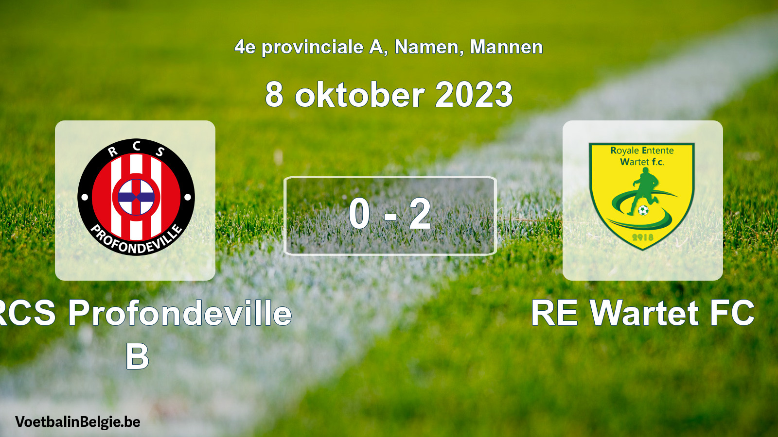 Gespeelde wedstrijd mannenvoetbal: RCS Profondeville B - RE Wartet FC 0 - 2 (8 oktober 2023)