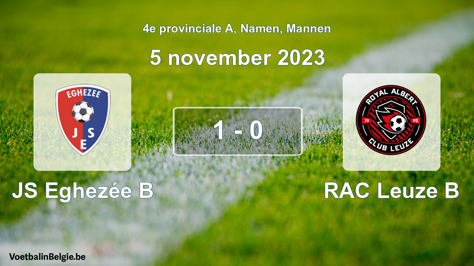 Gespeelde wedstrijd mannenvoetbal: JS Eghezée B - RAC Leuze B 1 - 0 (5 november 2023)