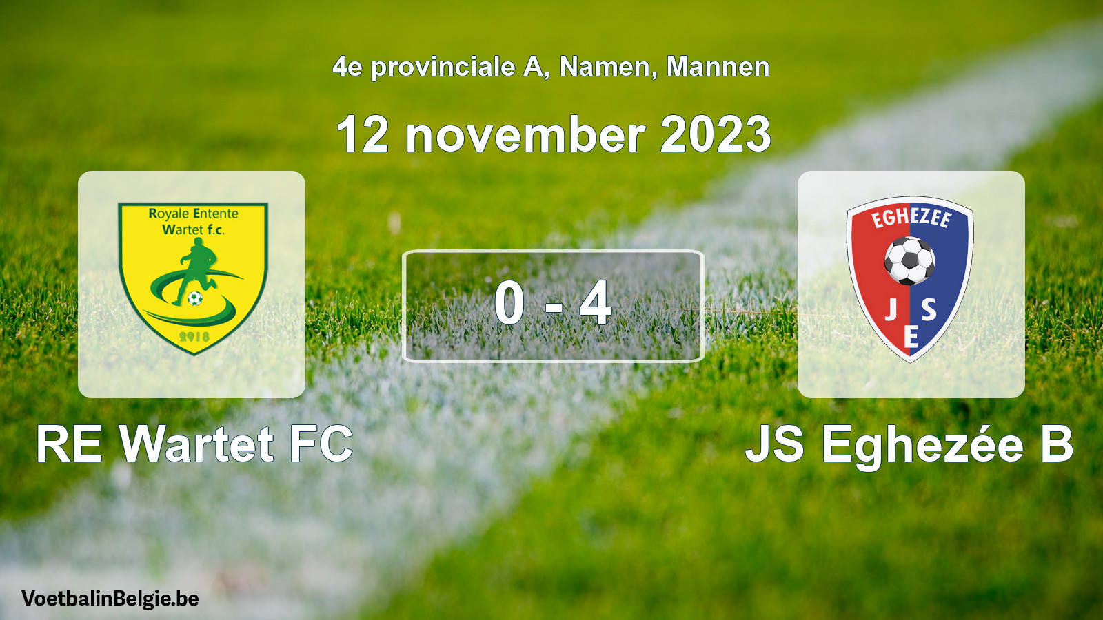 Gespeelde wedstrijd mannenvoetbal: RE Wartet FC - JS Eghezée B 0 - 4 (12 november 2023)