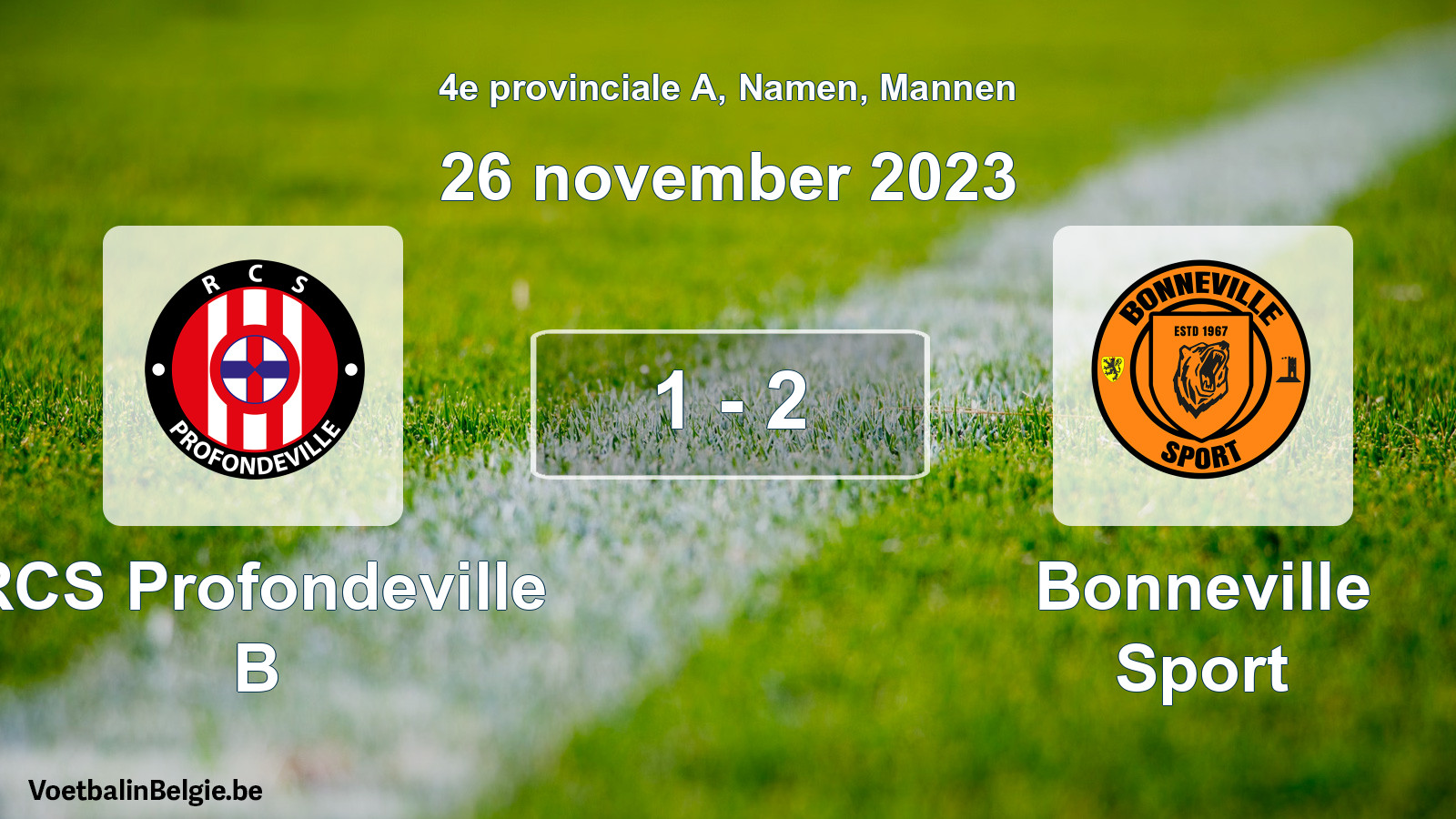Gespeelde wedstrijd mannenvoetbal: RCS Profondeville B - Bonneville Sport 1 - 2 (26 november 2023)