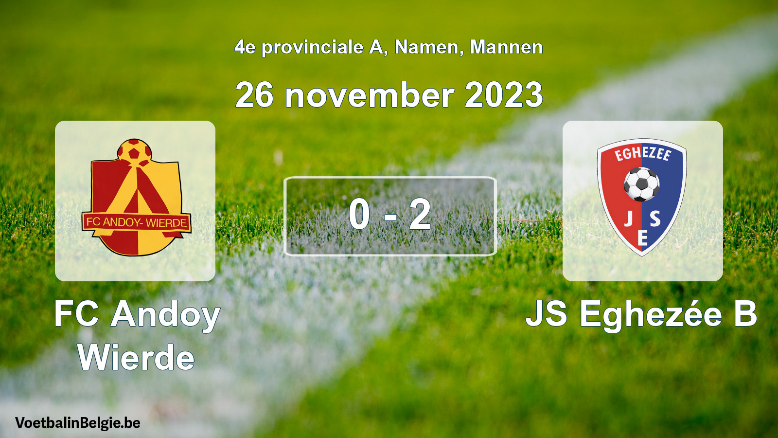Gespeelde wedstrijd mannenvoetbal: FC Andoy Wierde - JS Eghezée B 0 - 2 (26 november 2023)