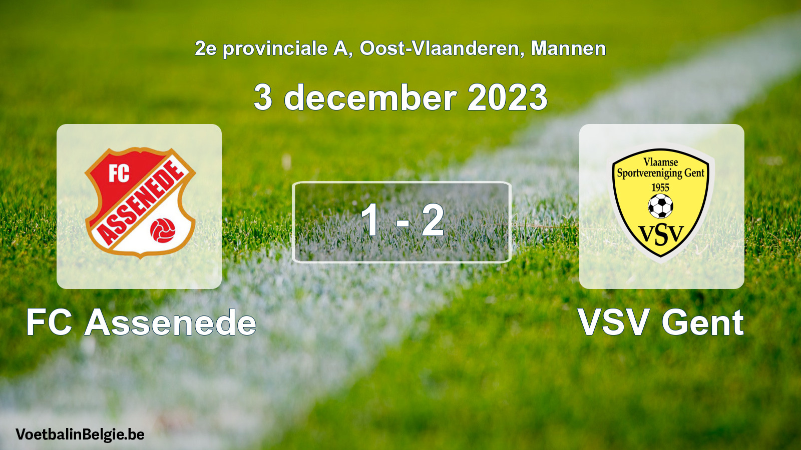 Gespeelde wedstrijd mannenvoetbal: FC Assenede - VSV Gent 1 - 2 (3 december 2023)