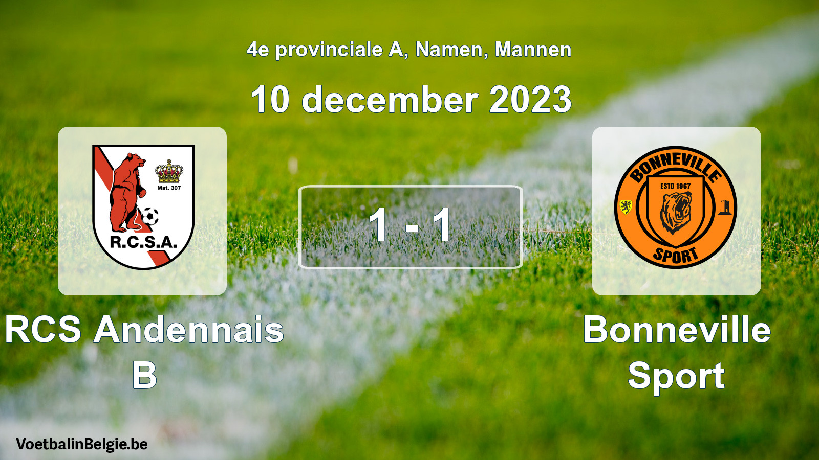 Gespeelde wedstrijd mannenvoetbal: RCS Andennais B - Bonneville Sport 1 - 1 (10 december 2023)