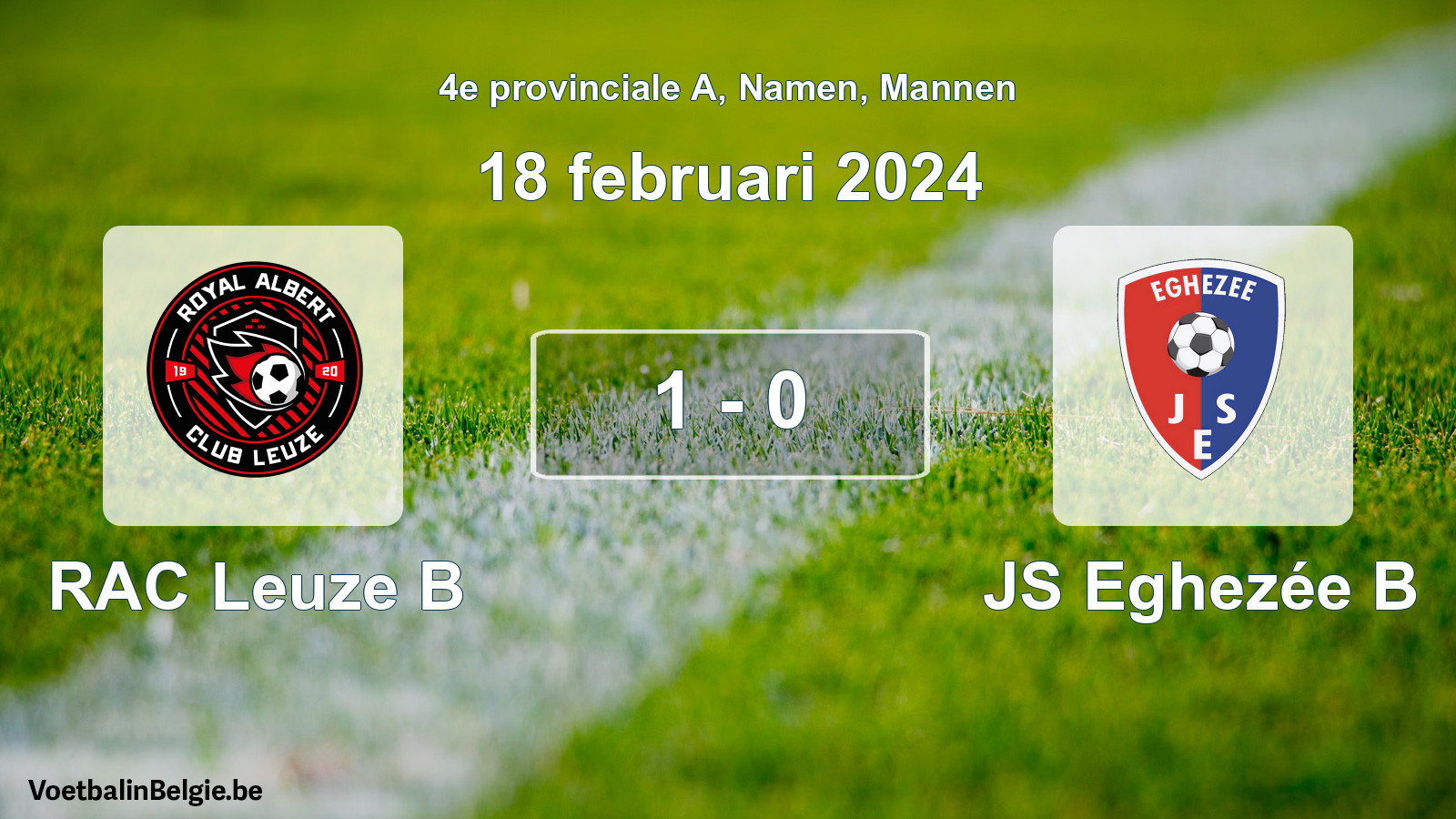 Gespeelde wedstrijd mannenvoetbal: RAC Leuze B - JS Eghezée B 1 - 0 (18 februari 2024)
