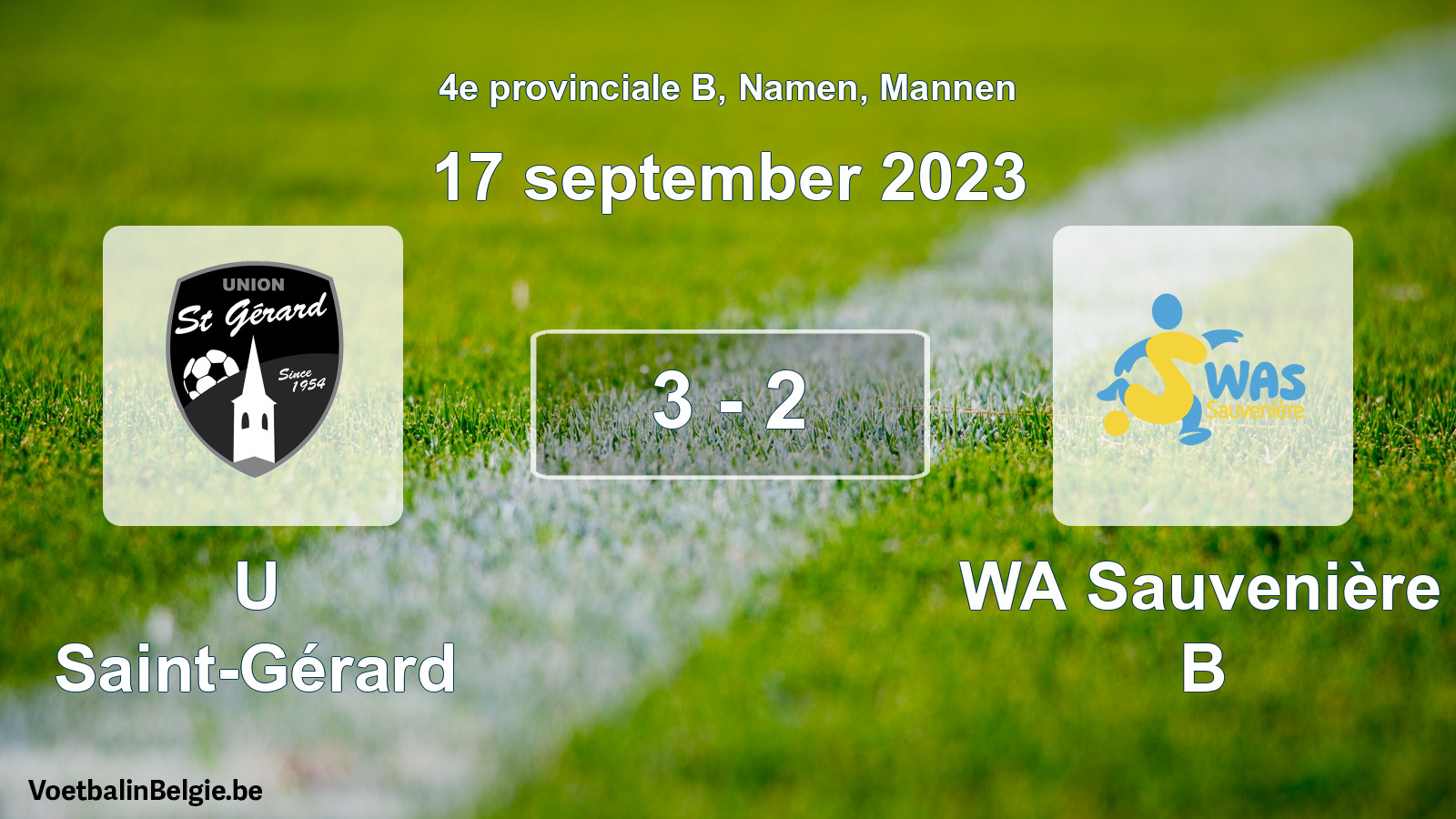 Gespeelde wedstrijd mannenvoetbal: U Saint-Gérard - WA Sauvenière B 3 - 2 (17 september 2023)