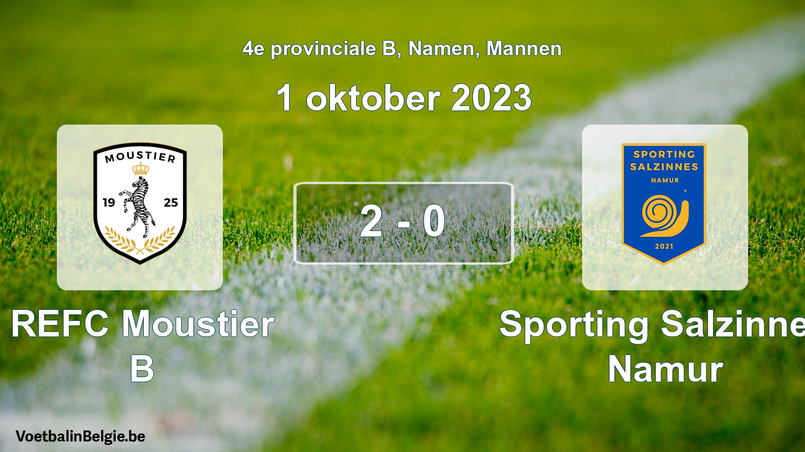 Gespeelde wedstrijd mannenvoetbal: REFC Moustier B - Sporting Salzinnes Namur 2 - 0 (1 oktober 2023)