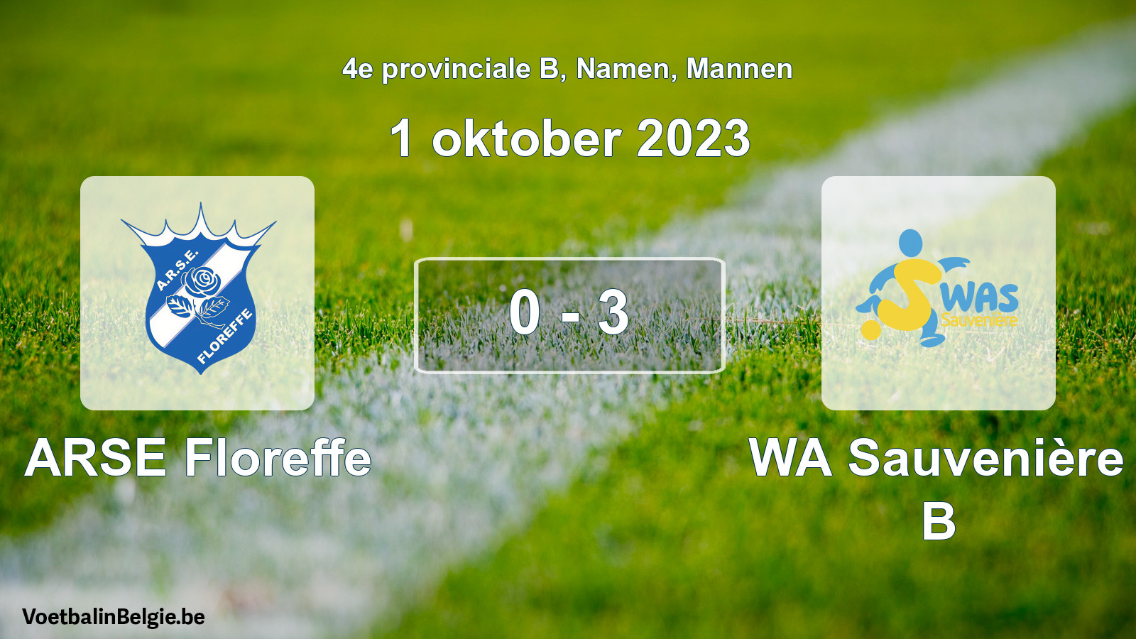 Gespeelde wedstrijd mannenvoetbal: ARSE Floreffe - WA Sauvenière B 0 - 3 (1 oktober 2023)