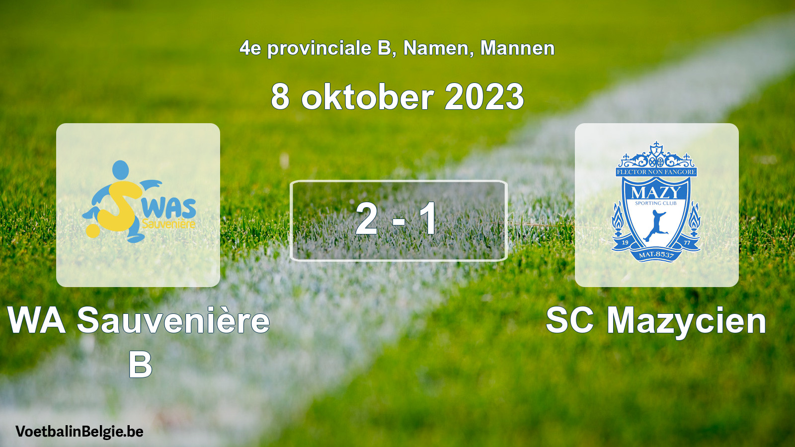 Gespeelde wedstrijd mannenvoetbal: WA Sauvenière B - SC Mazycien 2 - 1 (8 oktober 2023)