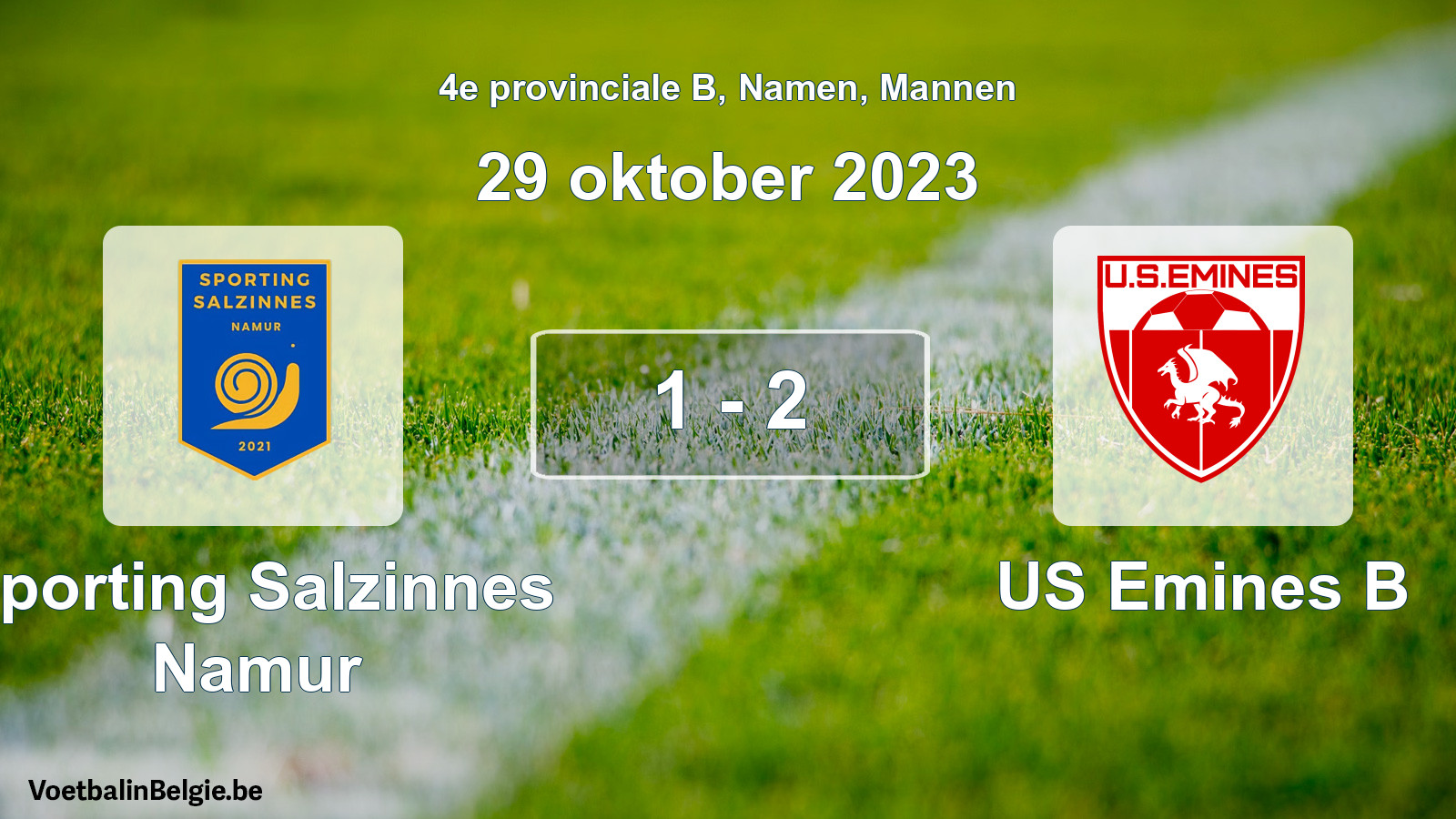 Gespeelde wedstrijd mannenvoetbal: Sporting Salzinnes Namur - US Emines B 1 - 2 (29 oktober 2023)