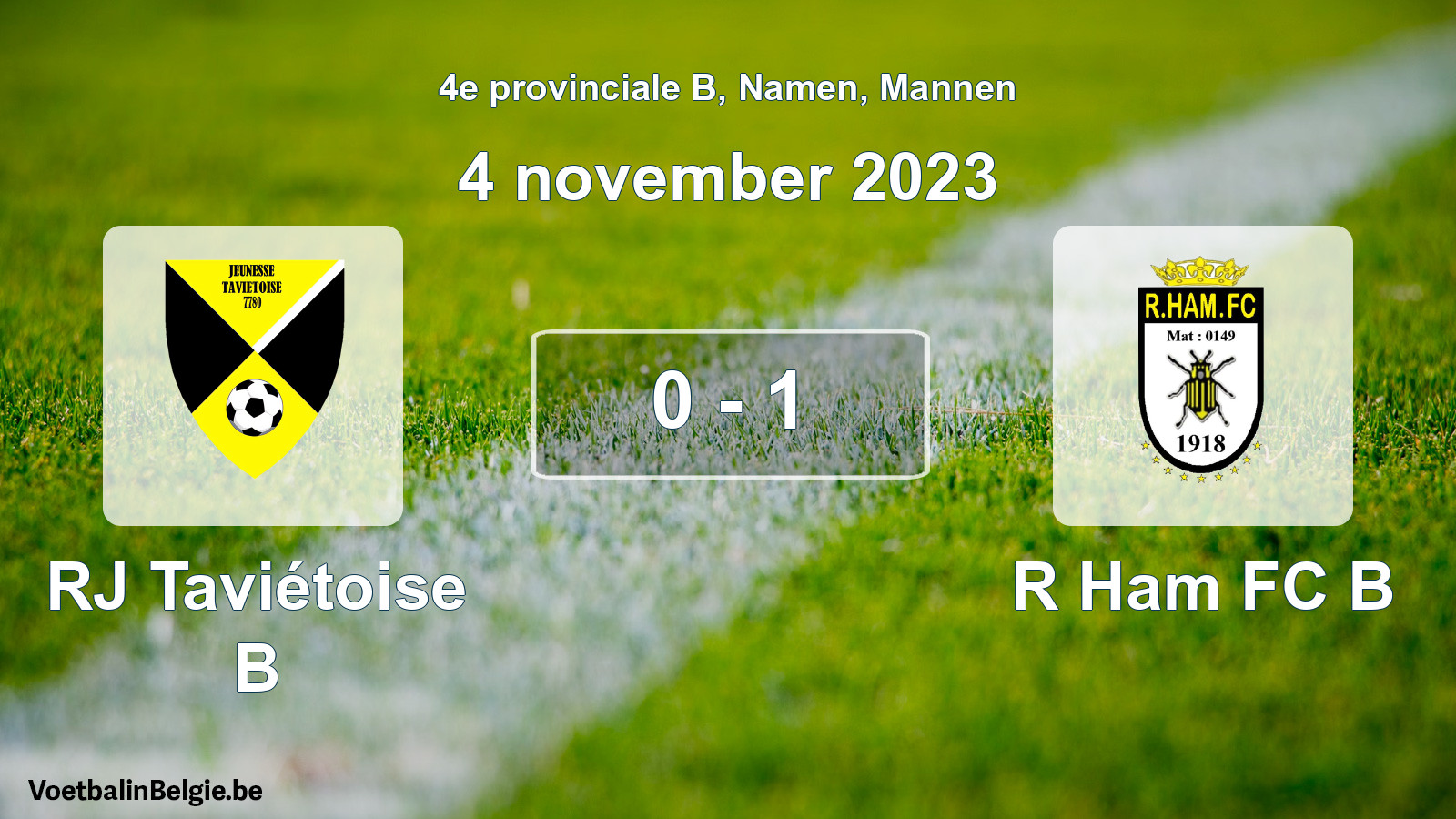 Gespeelde wedstrijd mannenvoetbal: RJ Taviétoise B - R Ham FC B 0 - 1 (4 november 2023)
