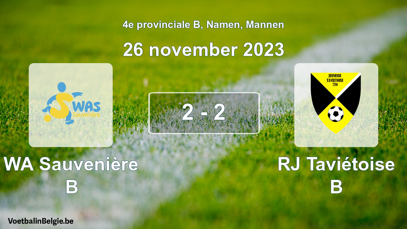 Gespeelde wedstrijd mannenvoetbal: WA Sauvenière B - RJ Taviétoise B 2 - 2 (26 november 2023)