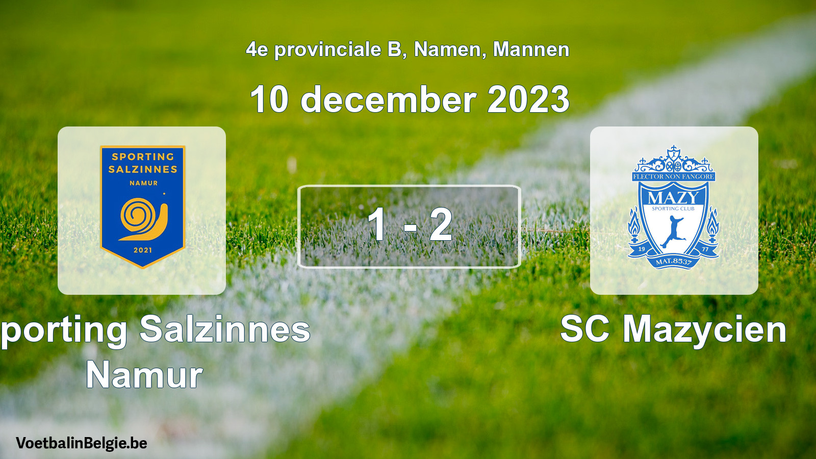 Gespeelde wedstrijd mannenvoetbal: Sporting Salzinnes Namur - SC Mazycien 1 - 2 (10 december 2023)