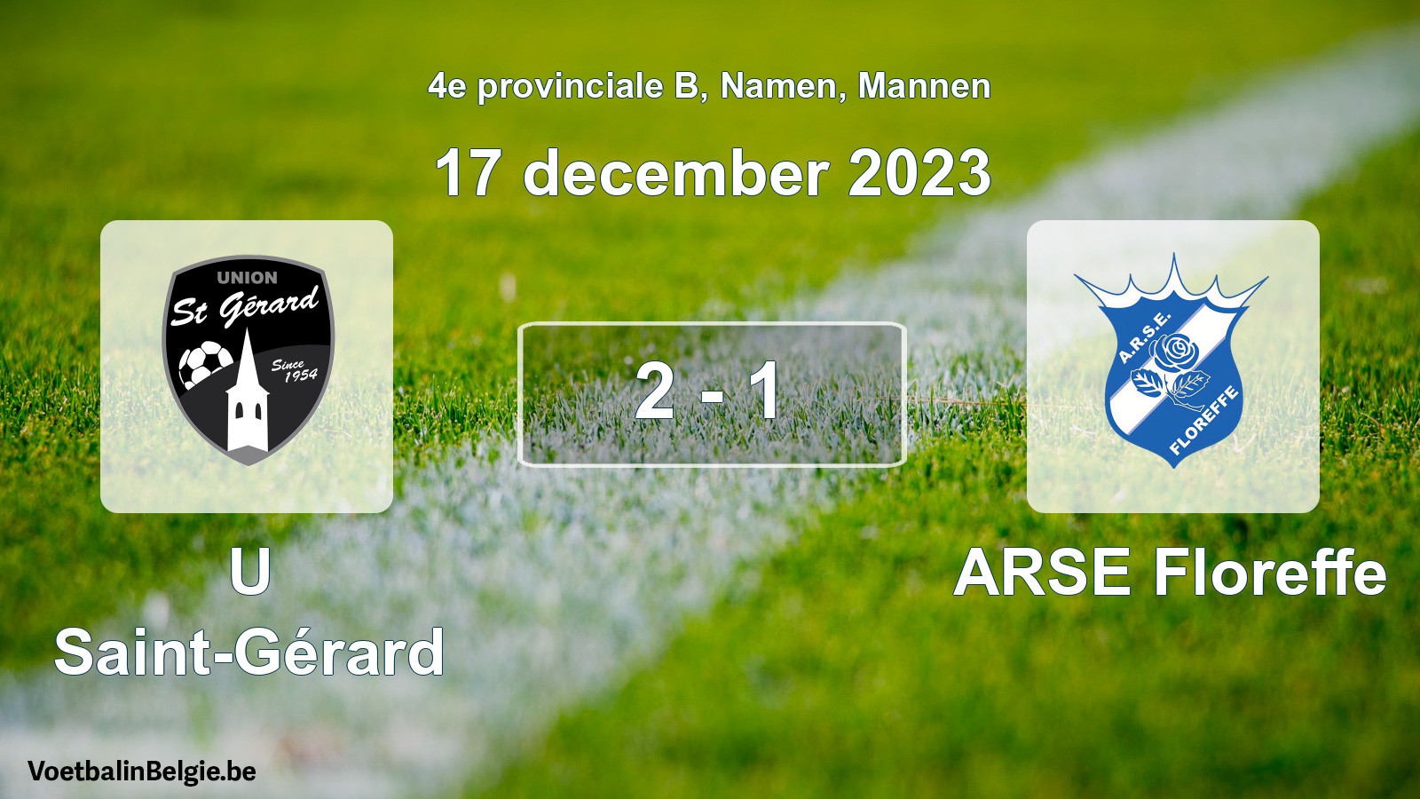 Gespeelde wedstrijd mannenvoetbal: U Saint-Gérard - ARSE Floreffe 2 - 1 (17 december 2023)