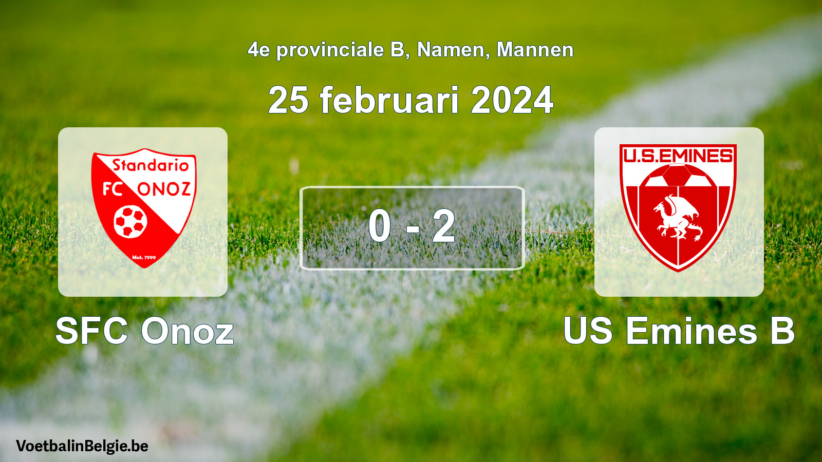 Match joué football hommes: SFC Onoz - US Emines B 0 - 2 (25 février 2024)