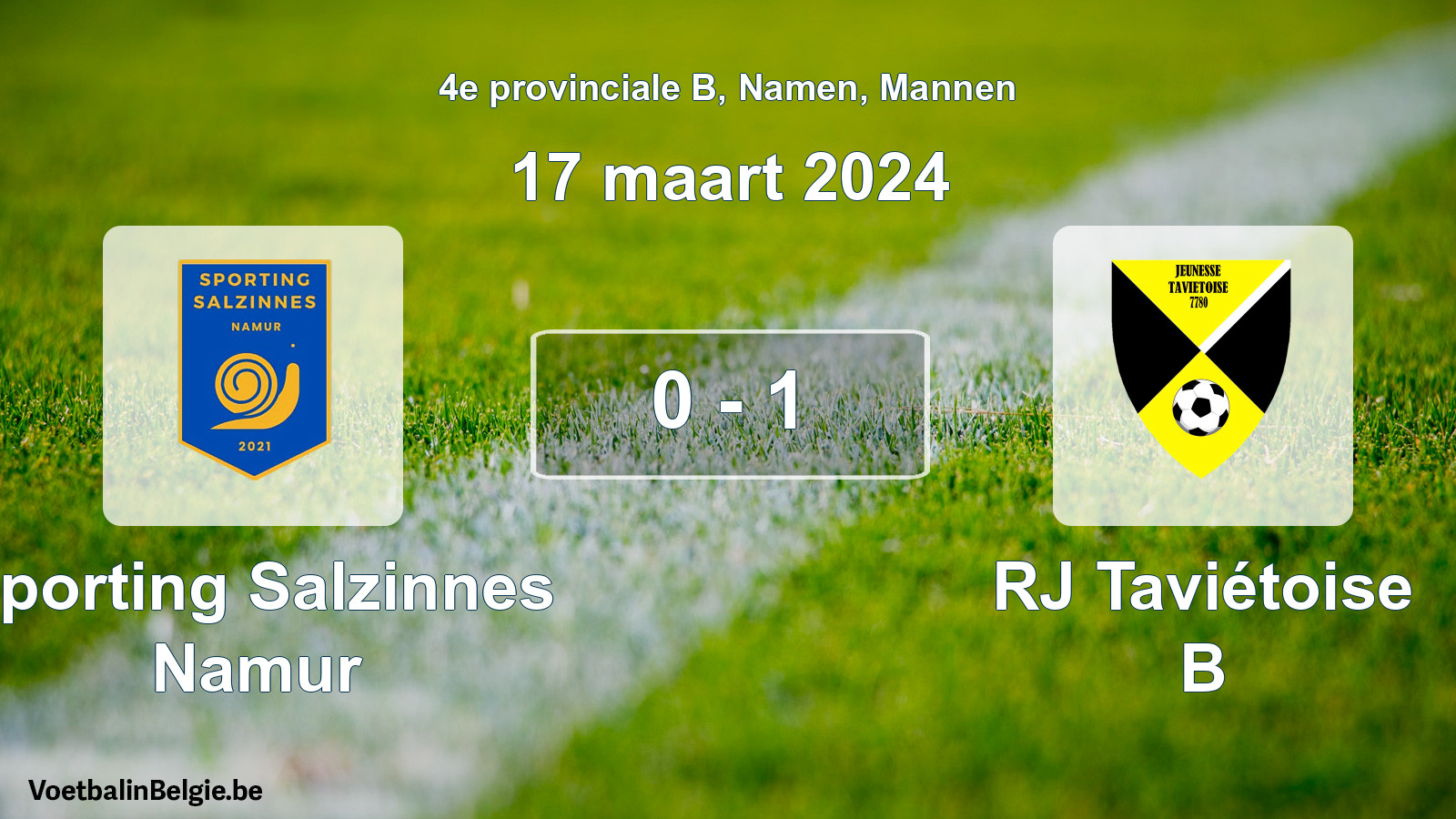 Gespeelde wedstrijd mannenvoetbal: Sporting Salzinnes Namur - RJ Taviétoise B 0 - 1 (17 maart 2024)