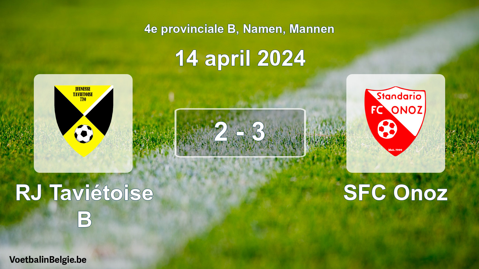 Gespeelde wedstrijd mannenvoetbal: RJ Taviétoise B - SFC Onoz 2 - 3 (14 april 2024)
