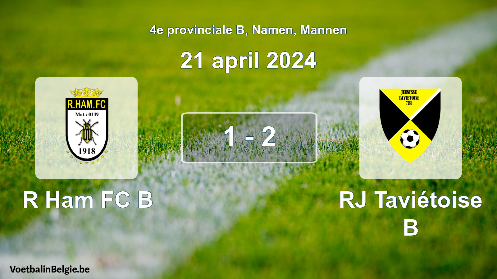 Gespeelde wedstrijd mannenvoetbal: R Ham FC B - RJ Taviétoise B 1 - 2 (21 april 2024)