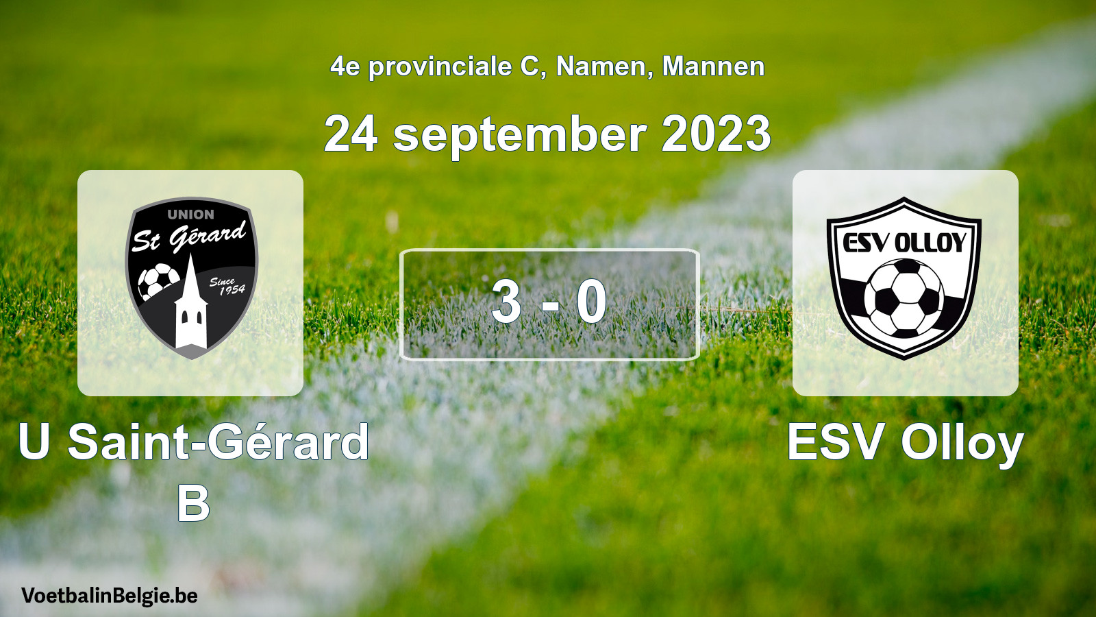 Gespeelde wedstrijd mannenvoetbal: U Saint-Gérard B - ESV Olloy 3 - 0 (24 september 2023)