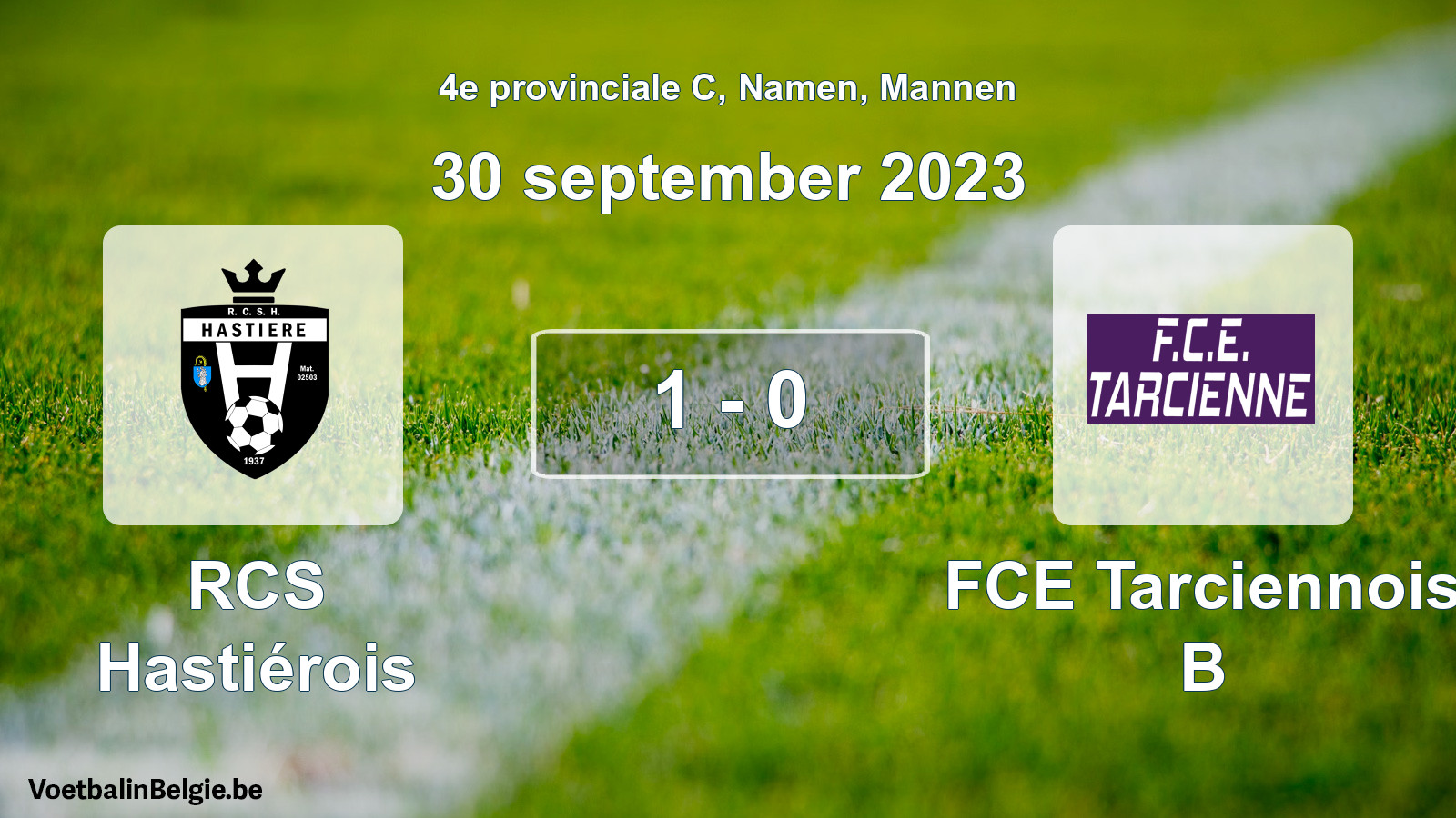Gespeelde wedstrijd mannenvoetbal: RCS Hastiérois - FCE Tarciennois B 1 - 0 (30 september 2023)