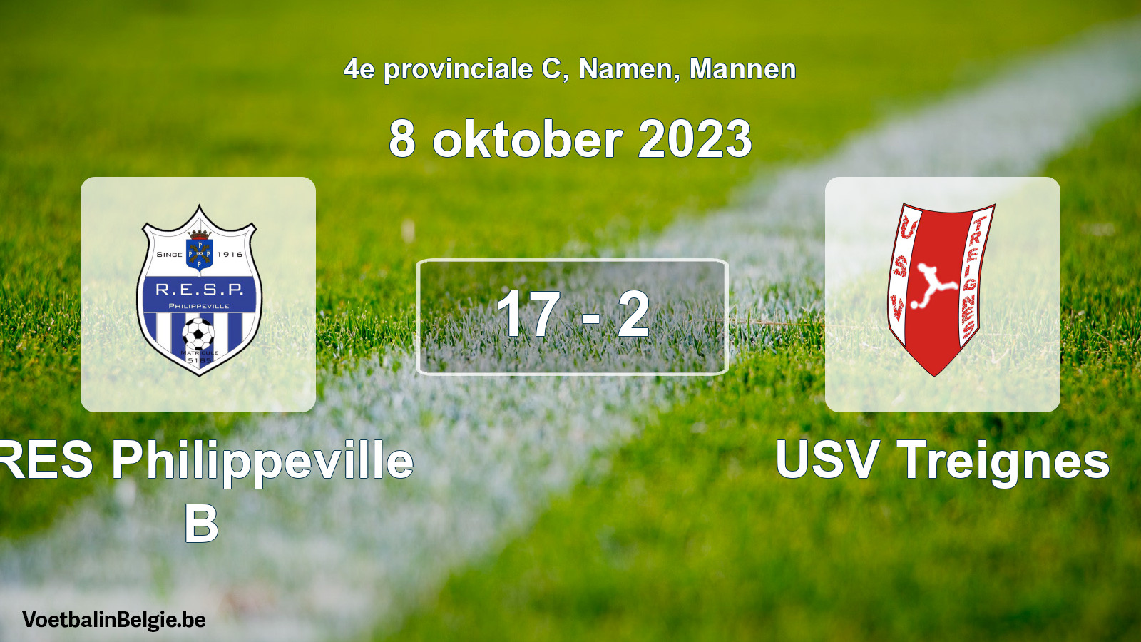 Gespeelde wedstrijd mannenvoetbal: RES Philippeville B - USV Treignes 17 - 2 (8 oktober 2023)