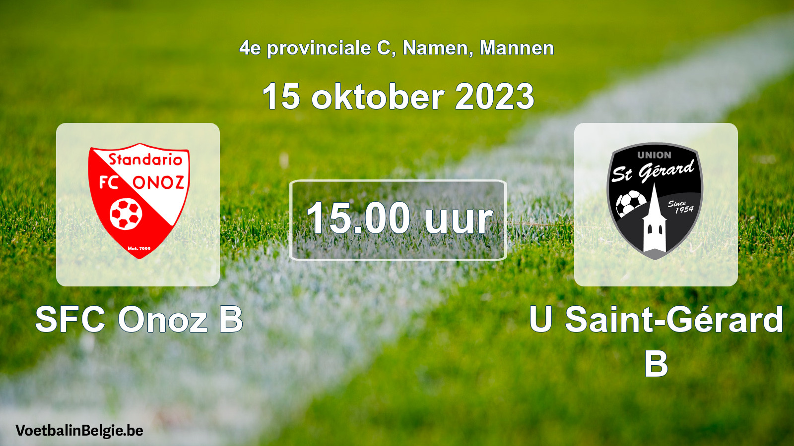 Match prévu football hommes: SFC Onoz B - U Saint-Gérard B (15 octobre 2023)