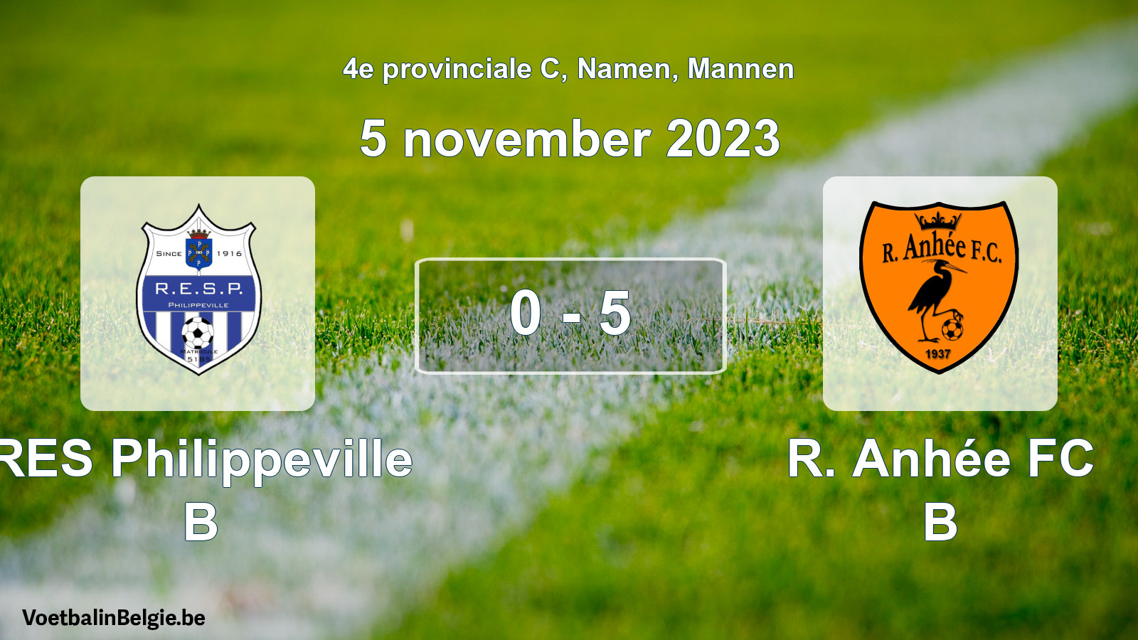 Gespeelde wedstrijd mannenvoetbal: RES Philippeville B - R. Anhée FC B 0 - 5 (5 november 2023)