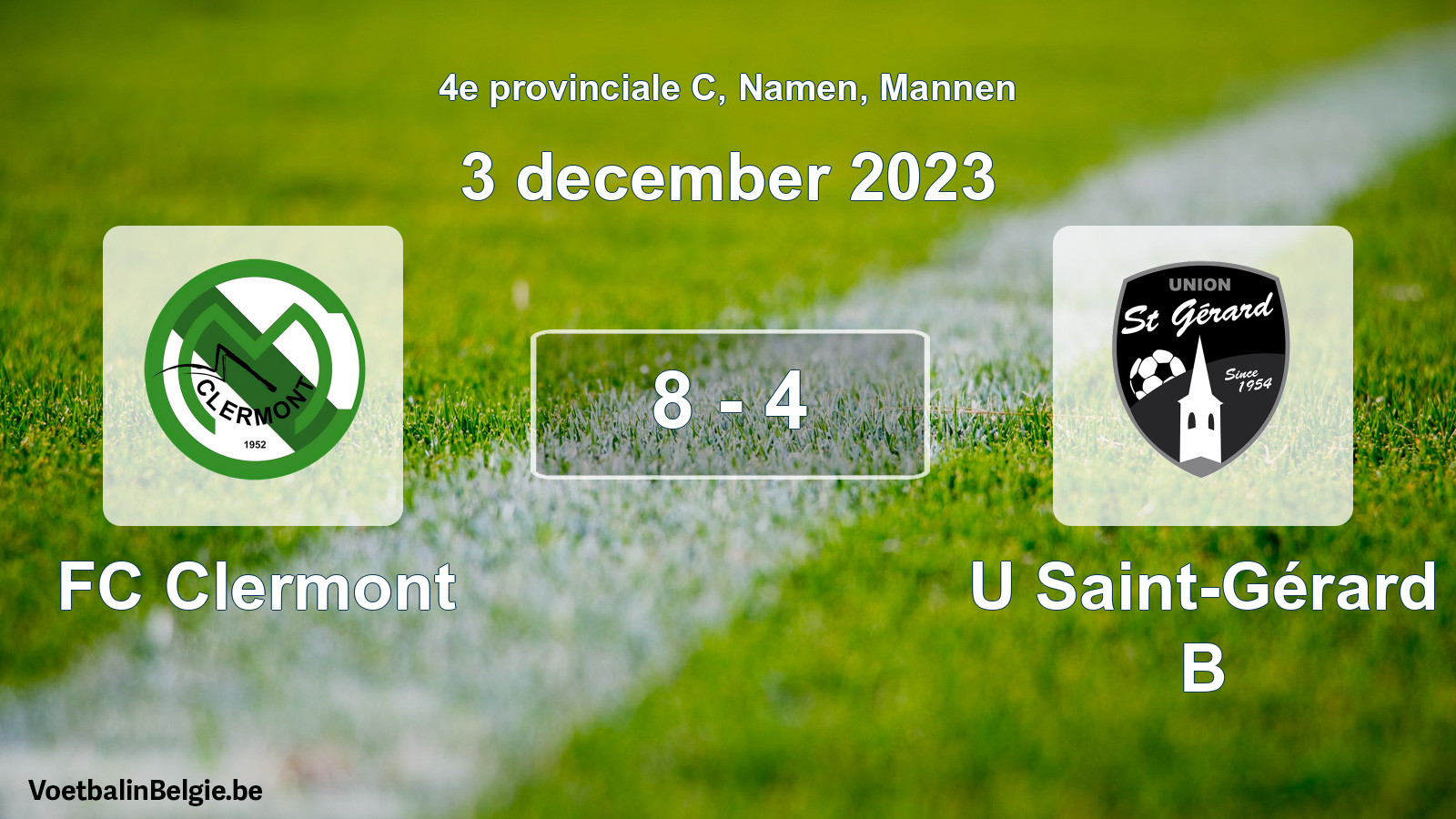 Gespeelde wedstrijd mannenvoetbal: FC Clermont - U Saint-Gérard B 8 - 4 (3 december 2023)