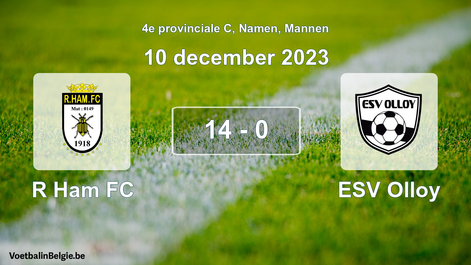 Played match men football: R Ham FC - ESV Olloy 14 - 0 (10 December 2023)