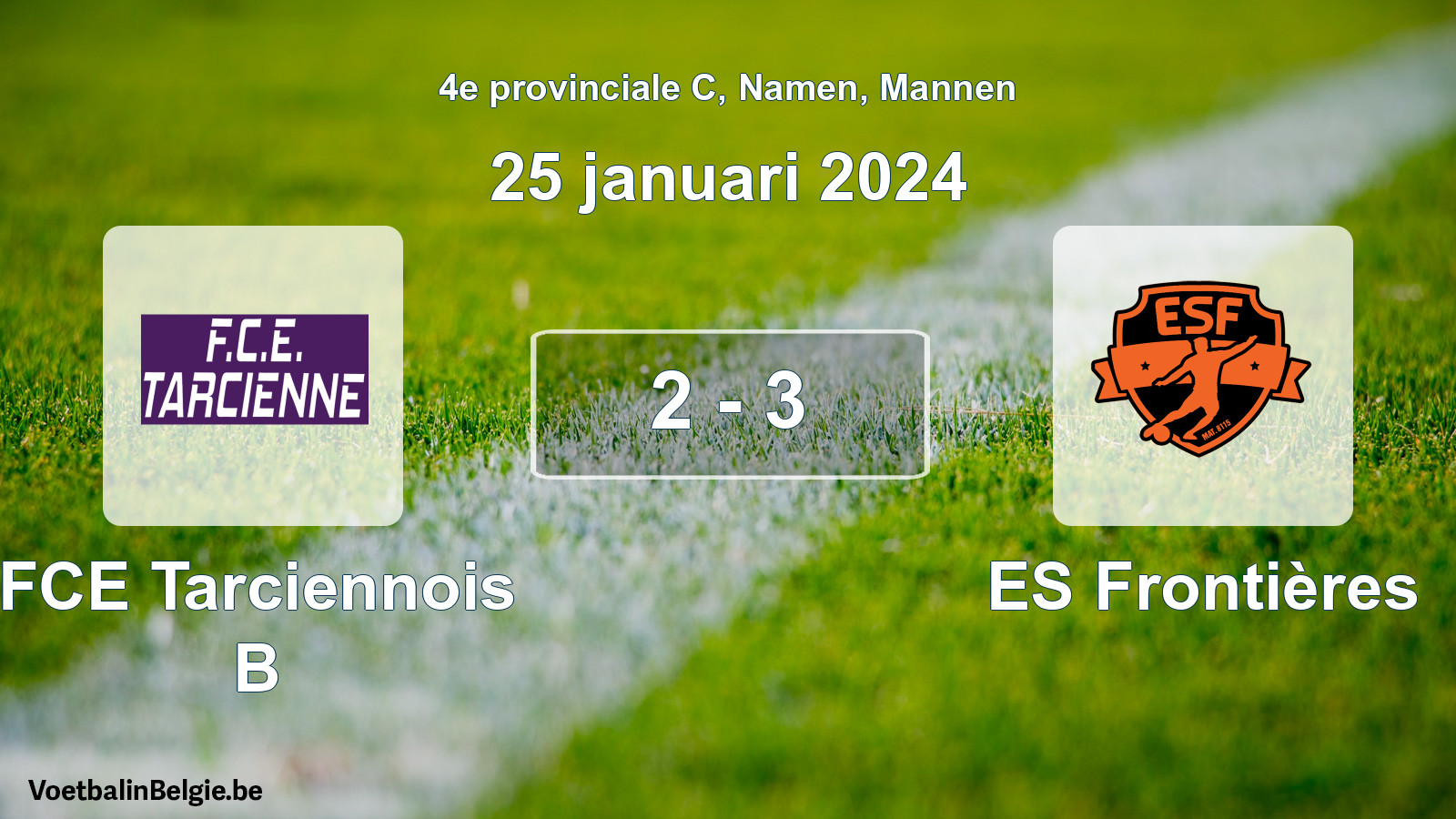 Gespeelde wedstrijd mannenvoetbal: FCE Tarciennois B - ES Frontières 2 - 3 (25 januari 2024)