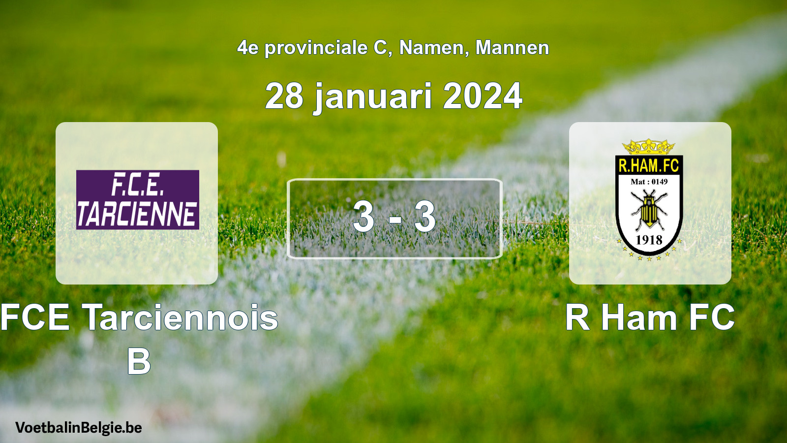 Played match men football: FCE Tarciennois B - R Ham FC 3 - 3 (28 January 2024)
