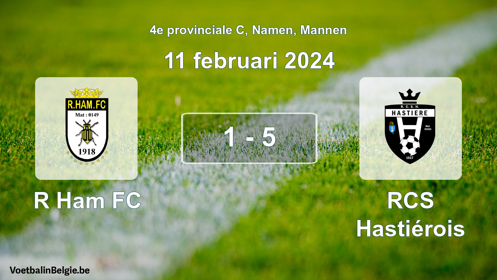 Gespeelde wedstrijd mannenvoetbal: R Ham FC - RCS Hastiérois 1 - 5 (11 februari 2024)