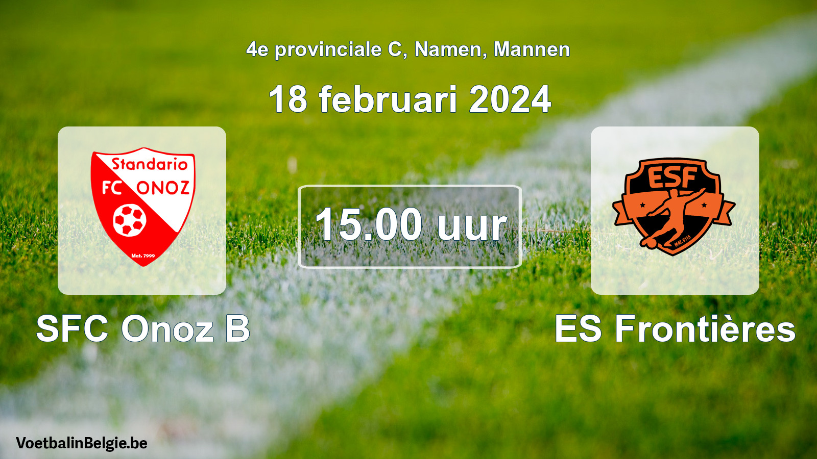 Match prévu football hommes: SFC Onoz B - ES Frontières (18 février 2024)