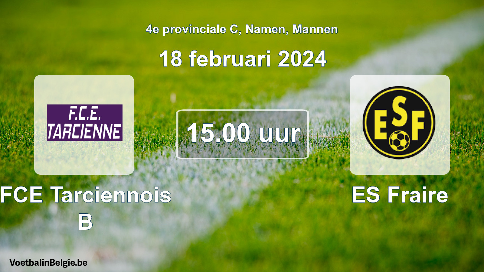 Match prévu football hommes: FCE Tarciennois B - ES Fraire (18 février 2024)