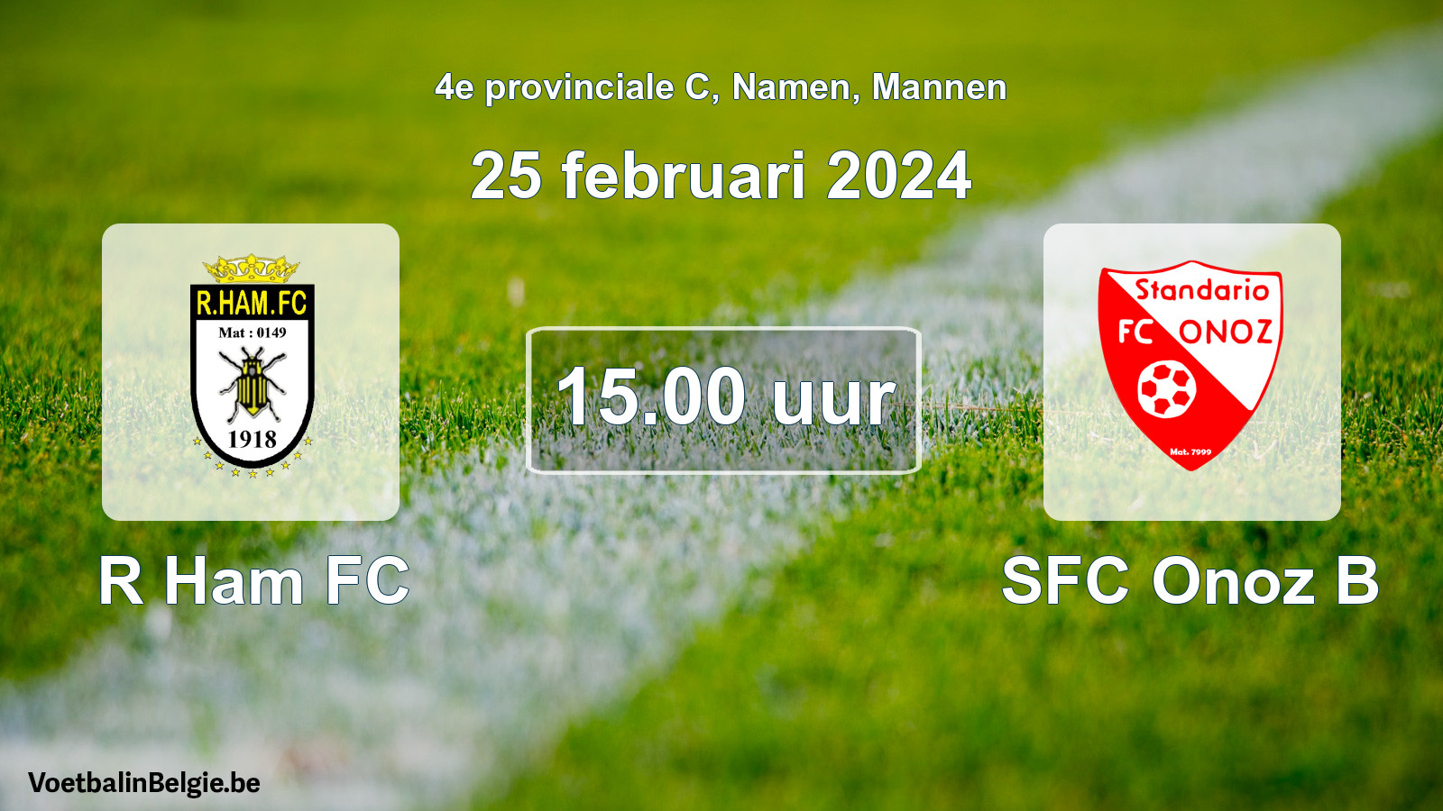 Match prévu football hommes: R Ham FC - SFC Onoz B (25 février 2024)